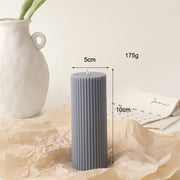 Vertical Striped Green Pillar Candles Dinner