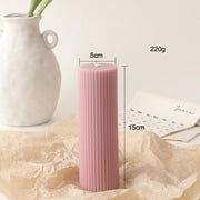 Vertical Striped Green Pillar Candles Dinner