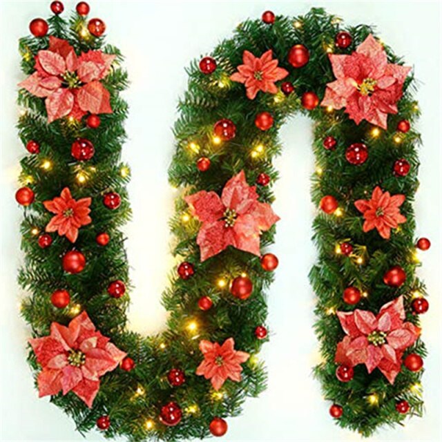 Christmas Decoration LED Rattan Garland Wreath
