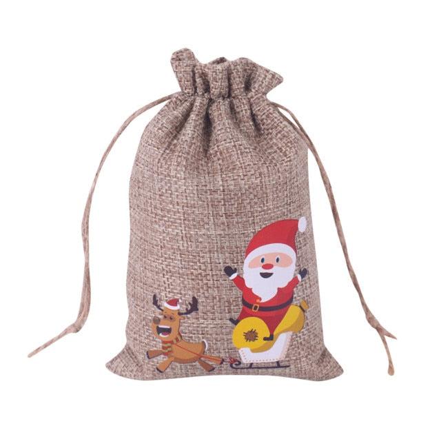 Jute Bags Christmas Gift Drawstring Pouch Cotton