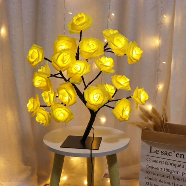 Rose Flower Tree Lamp Decorative Table Christmas