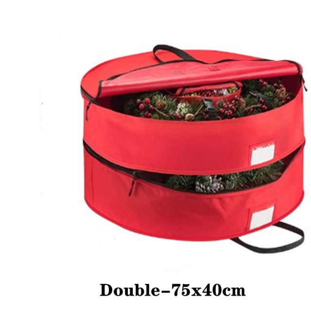 Double layer Round Christmas Wreath Storage Bag