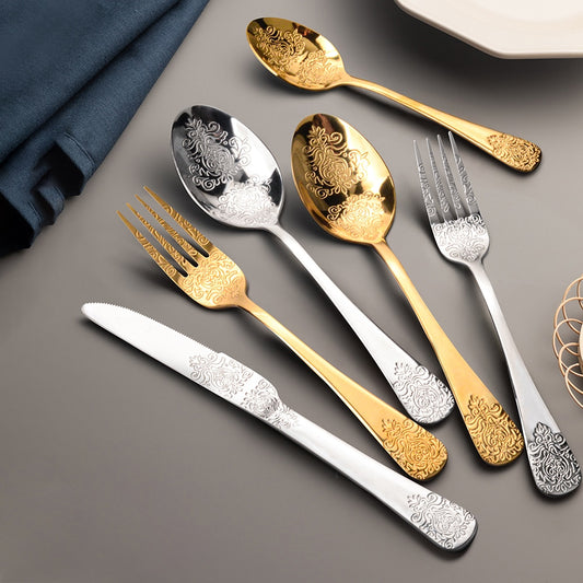 European Cutlery Sets Stainless Steel Tableware Christmas