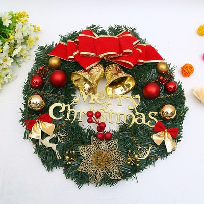 Christmas Wreath Artificial Pinecone Red Berry Garland Hanging Ornaments Front Door Wall Decorations Merry Christmas Tree Wreath