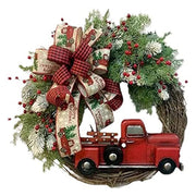 Garland Door Hanging Red Truck Christmas Wreath