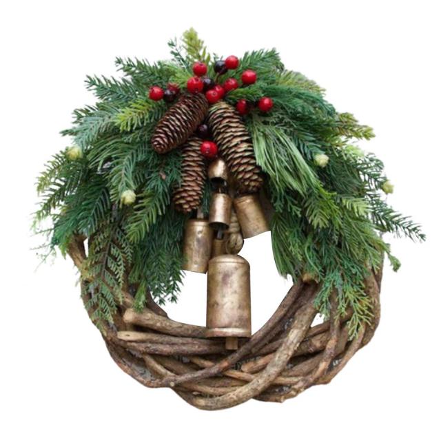 Rustic Christmas Rattan Wreath Garland Farmhouse 12" x 12" (30cm x 30cm)