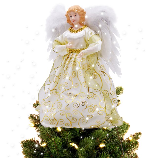 Multi-Usage Golden Lighted Angel Christmas Tree Topper