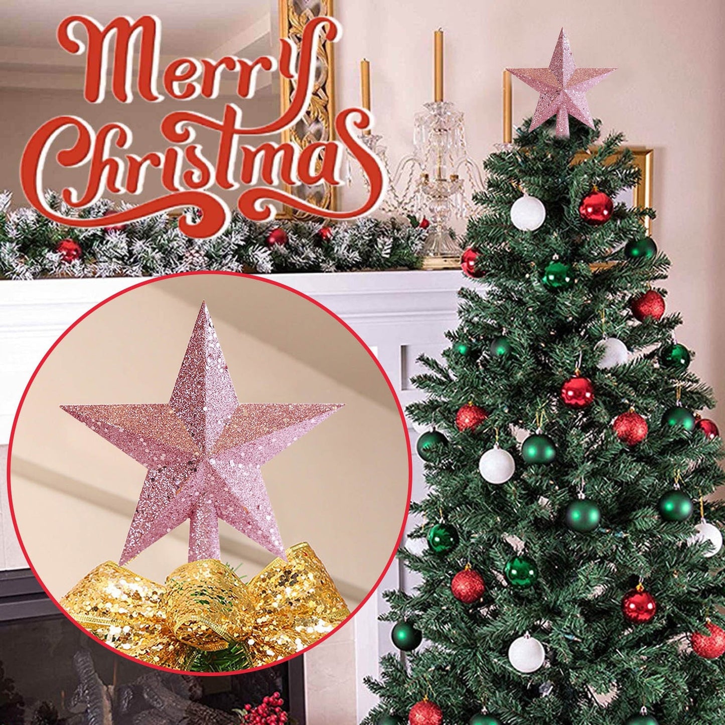Mini Christmas Tree Topper Shatter Decorations Five-pointed