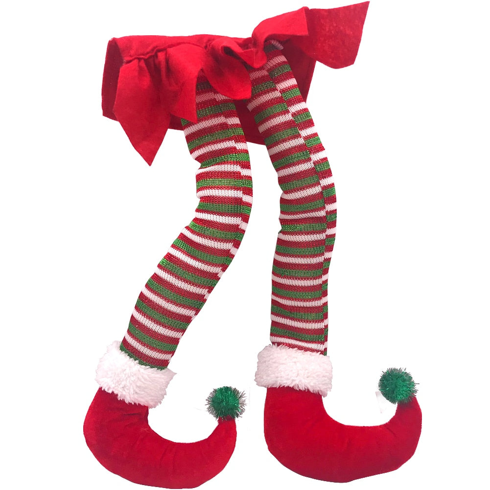 Plush Elf Legs for Christmas Decorations Stuffed Legs for Christmas