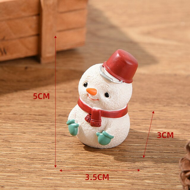 Mini Christmas Resin Small Animal Ornaments Santa Snowman
