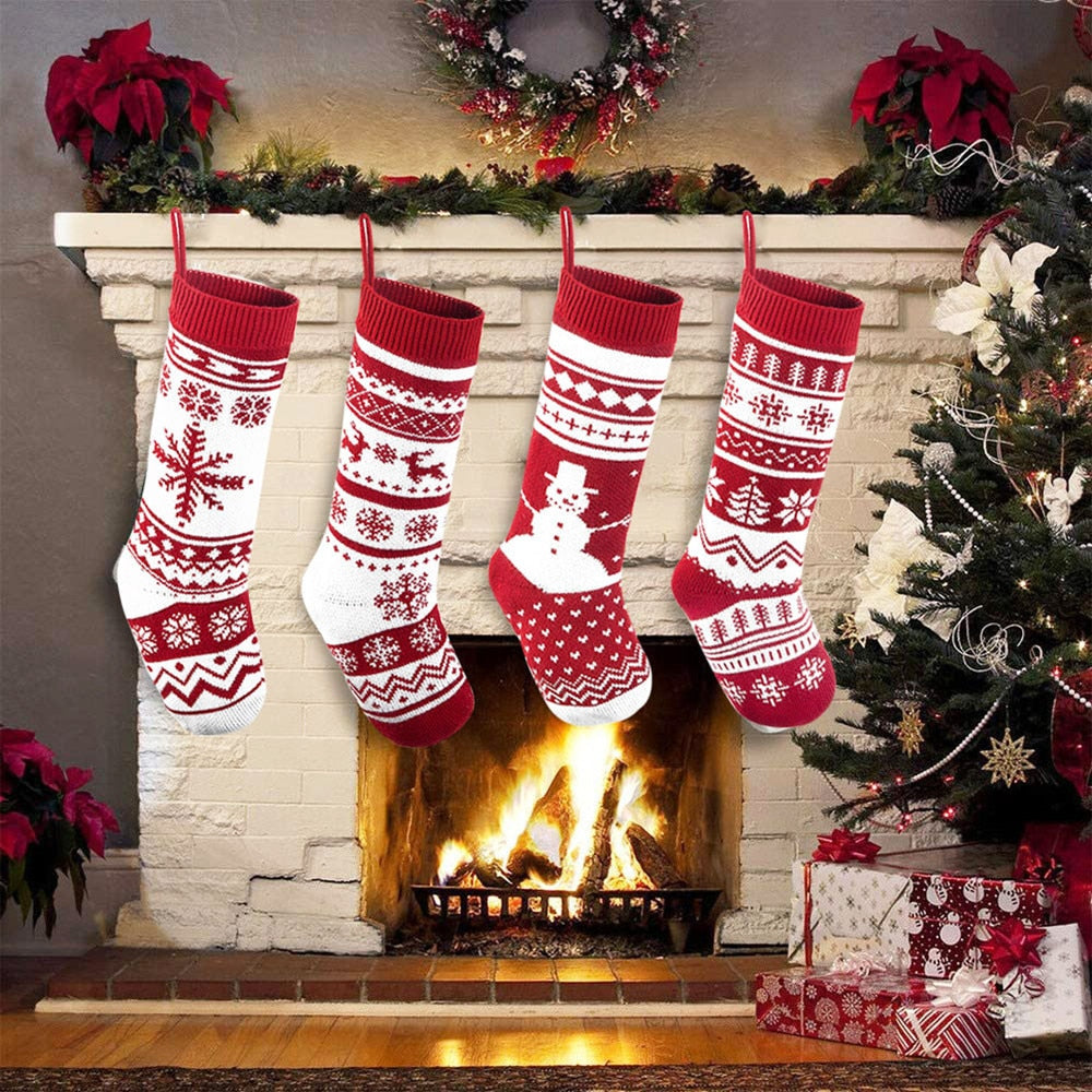 Knit Christmas Stockings Extra Long Hand-Knitted