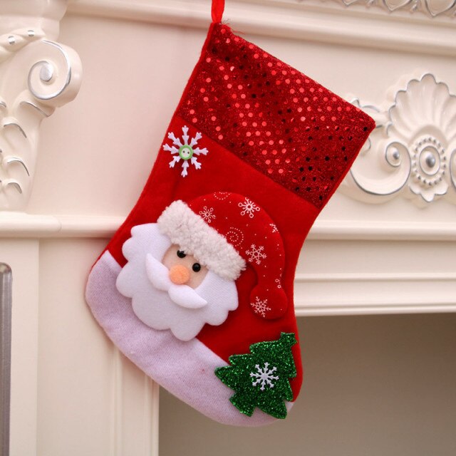 Christmas Socks Socks Santa Elk Fabric Stocking