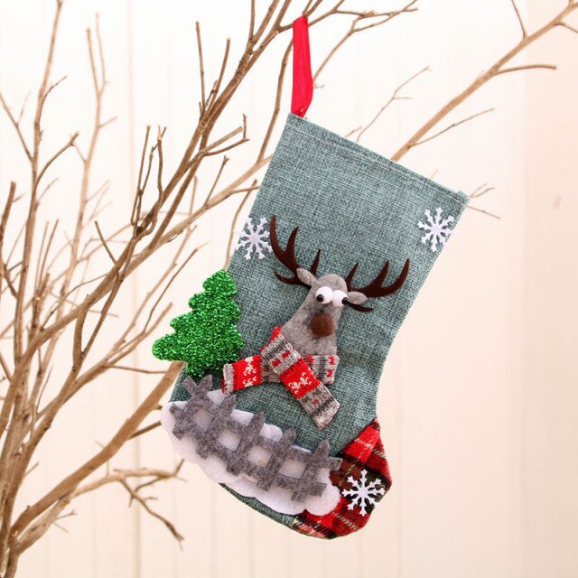 Christmas Socks Socks Santa Elk Fabric Stocking