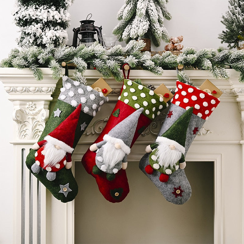 Gnome Themed Christmas Tree Stockings