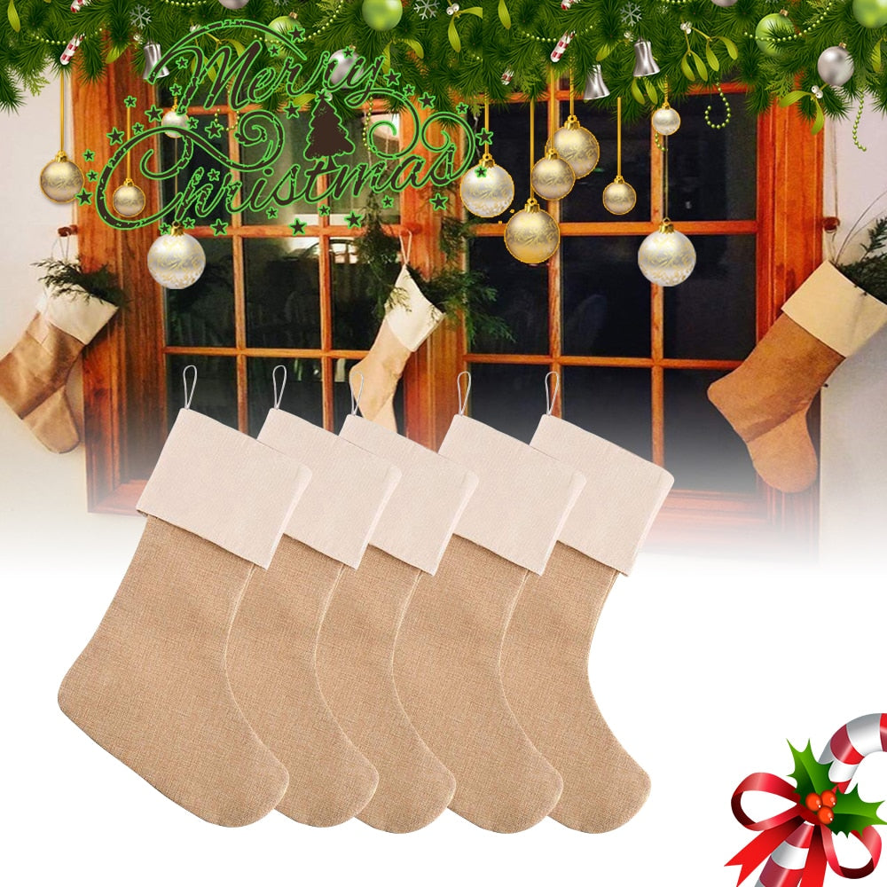 DIY Large Burlap Christmas Stockings Xmas