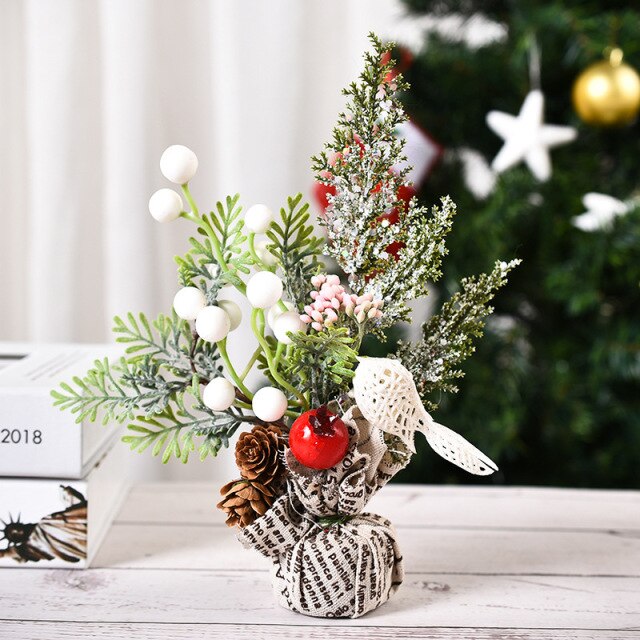 Artificial Plastic Plant Ornaments Mini Christmas Tree