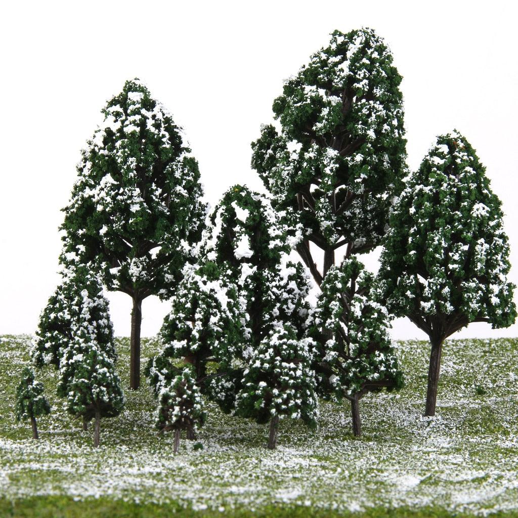12 Pcs Plastic Poplar Trees Model Train Snow - Christmas Trees USA