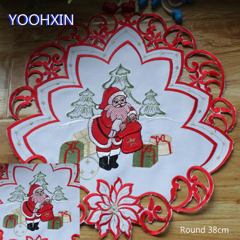 Santa Claus pattern embroidery lace table place mat