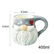 Ceramic Christmas Mugs Embossed Santa Claus