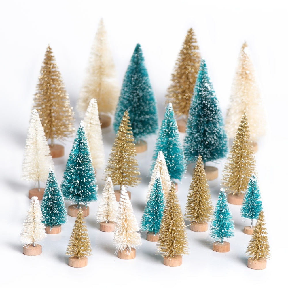 s Wood Mini Christmas Tree Decorations New Year Artificial Tree